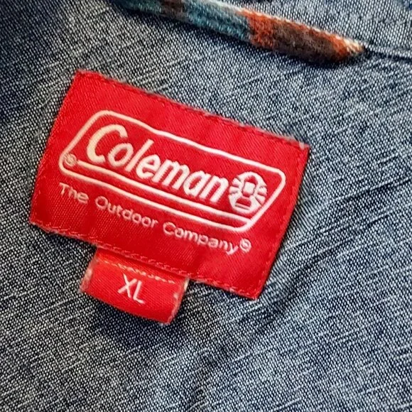 Coleman teal and red plaid flannel shirt - Picture 3 of 7